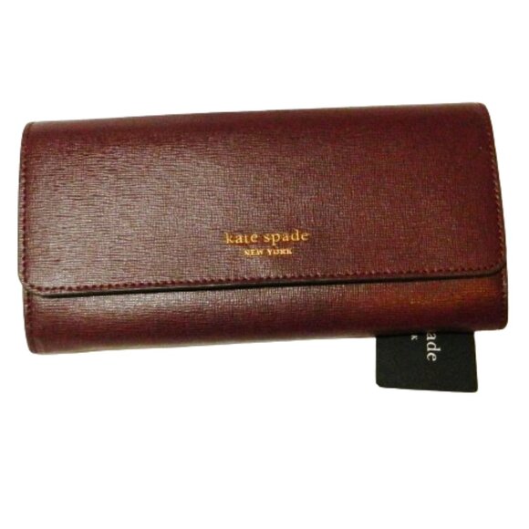 kate spade new york $198 K8924 Morgan Saffiano Leather Flap Wallet Cordo…